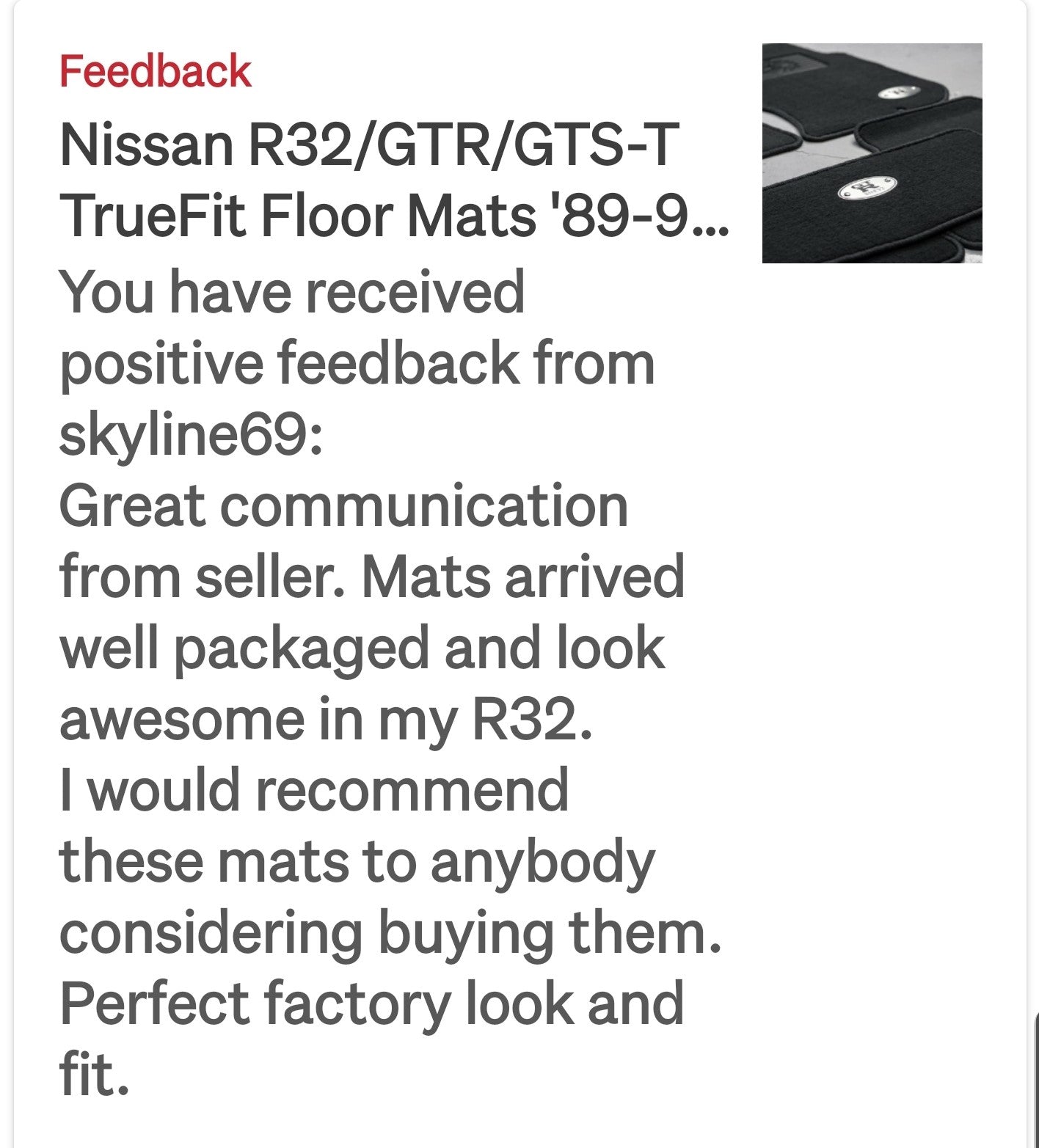 Boot Mat Nissan Skyline R32 (BNR32) GTR / GTS-4 / GTS-T
