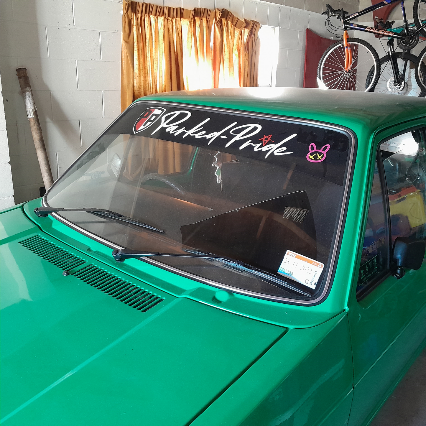 Window Banner - (Custom design) WITH Background - Vinyl Decal