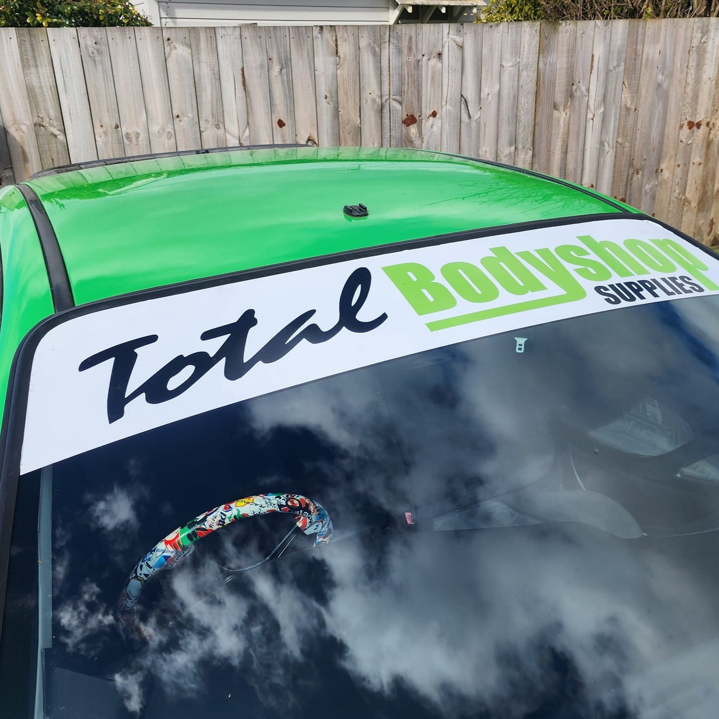 Window Banner - (Custom design) WITH Background - Vinyl Decal