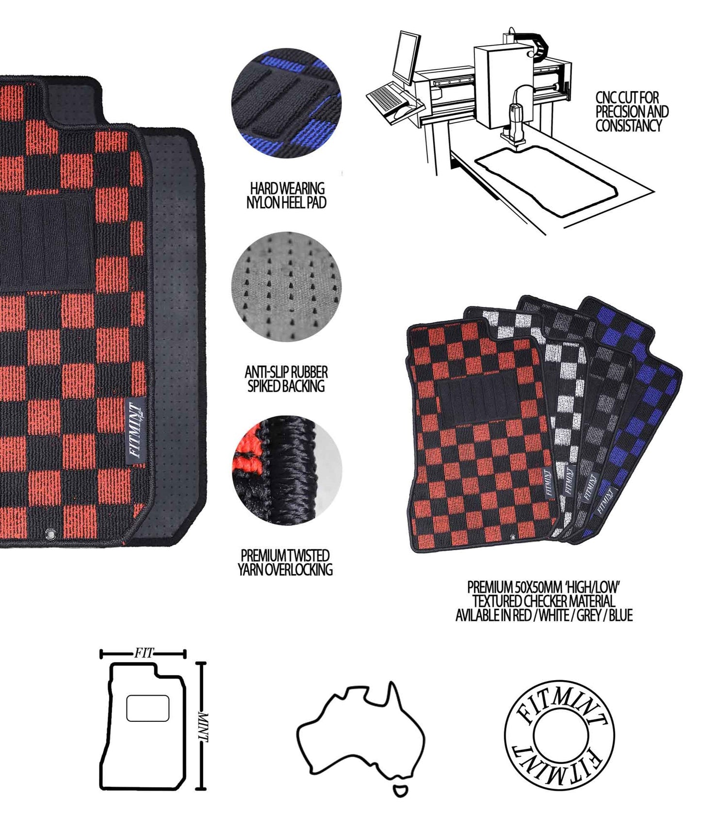 CHECKER Boot Mat Mitsubishi Lancer Evo 1 / 2 / 3 RS GSR