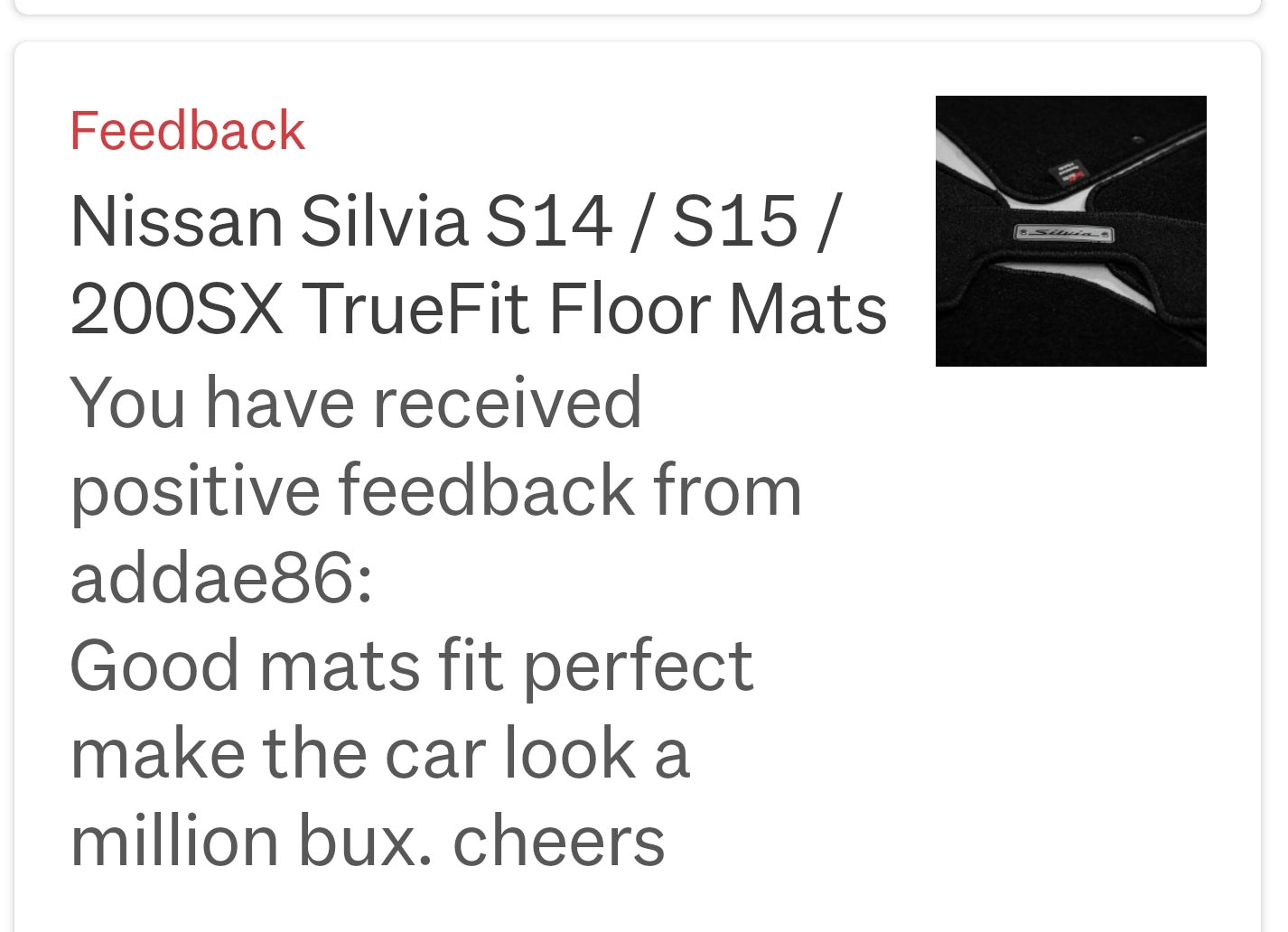 Nissan Silvia S14 / S15 / 200SX Floor Mats.